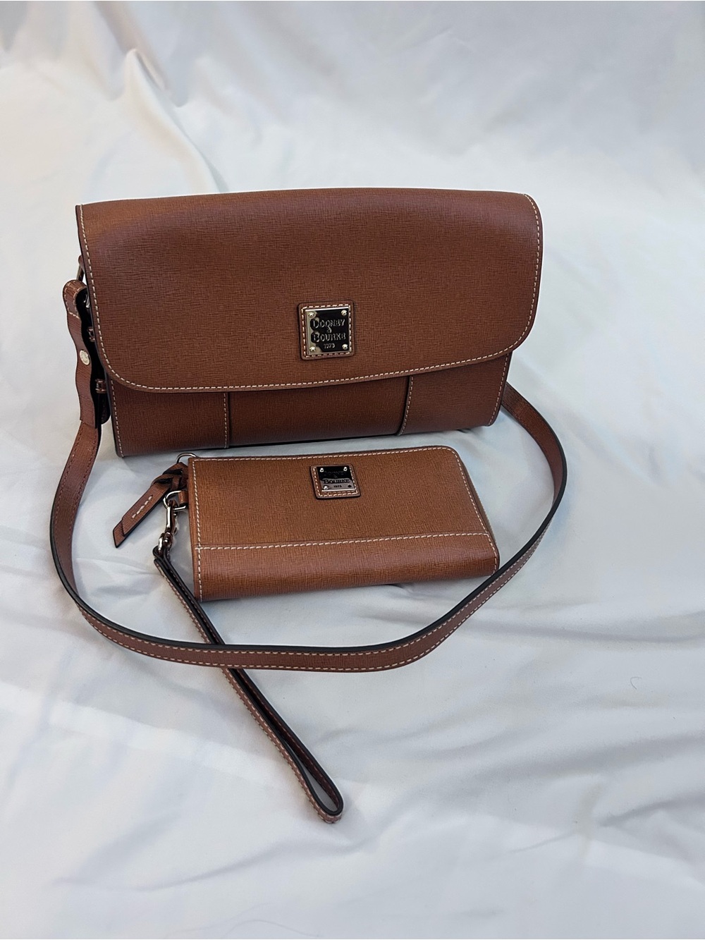 Dooney & Bourke Brown Leather Shoulder Bag and Matching Wallet
